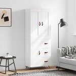 vidaXL Buffet haut Blanc 69 5x34x180 cm Bois d'ingénierie
