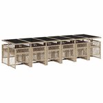vidaXL Ensemble à manger de jardin et coussins 13 Pièces beige