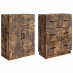 vidaXL Ensemble de Meubles 2 Pièces Chêne fumé 66 x 34 5 x 87 cm