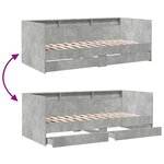 vidaXL Lit de jour avec tiroirs sans matelas gris béton 90x190 cm