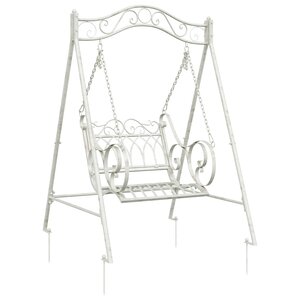 vidaXL Banc Balançoire Acier 113 x 121 5 x 168 cm Blanc antique