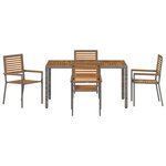 vidaXL Ensemble de salle à manger pour jardin 5 Pièces Gris et marron