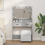 vidaXL Coiffeuse Gris béton 79 x 41 x 135 cm Bois d'ingénierie
