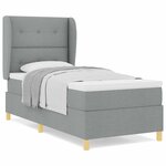 Lit Box Spring vidaXL avec matelas Gris clair 100x200 cm Tissu