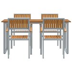 vidaXL Ensemble de salle à manger pour jardin 5 Pièces Gris et marron