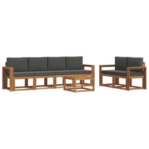 vidaXL Ensemble de canapés d'extérieur 7 pc Naturel et Anthracite