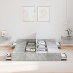 vidaXL Cadre de lit avec rangement avec tiroir Gris béton 135 x 190 cm