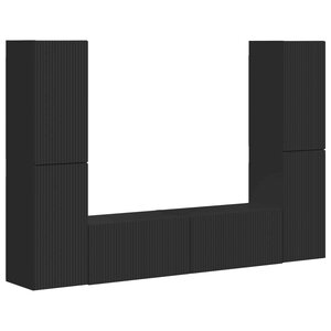 vidaXL Ensemble meuble TV 6 Pièces Noir Bois d'ingénierie