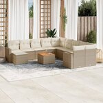 vidaXL Salon de jardin avec coussins 12 Pièces beige résine tressée
