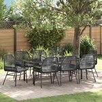 vidaXL Ensemble de salle à manger pour jardin 9 Pièces Noir polyrotin