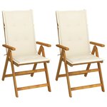 vidaXL Chaises inclinables de jardin lot de 2 et coussins Bois acacia