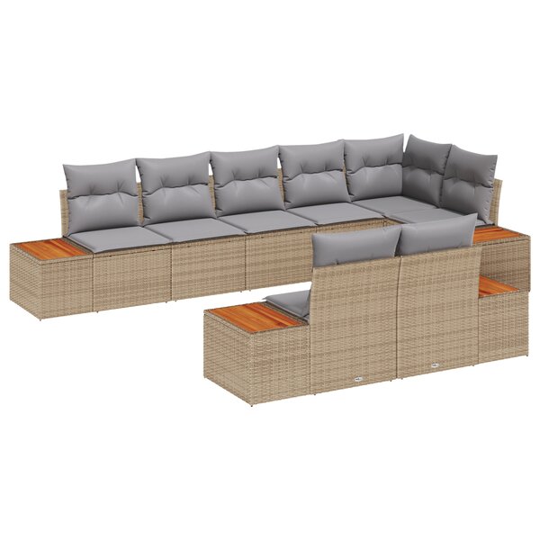 vidaXL Ensemble de canapés de jardin 8 pièces avec coussins Beige Rotin Synthétique