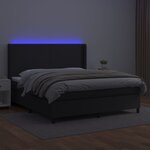 vidaXL Sommier à lattes de lit matelas LED Noir 160x200cm Similicuir