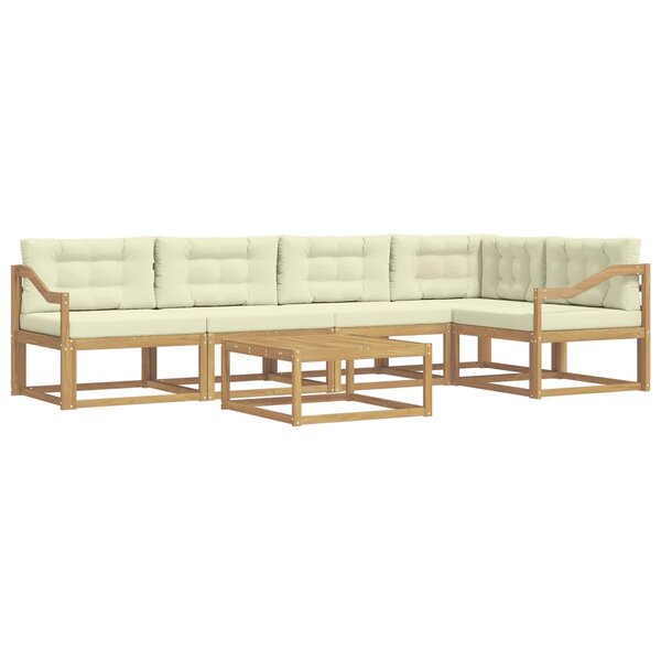 vidaXL Ensemble de canapés d'extérieur 6 pc Blanc et crème Polyester