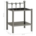 vidaXL Tables de chevet 2 Pièces Gris et noir Métal et verre