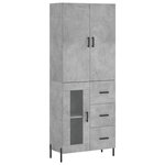 vidaXL Buffet haut Gris béton 69 5x34x180 cm Bois d'ingénierie