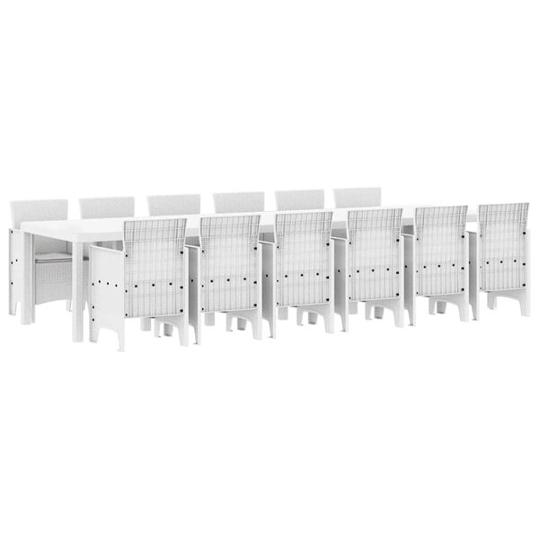 vidaXL Ensemble de salle à manger pour jardin 13 Pièces Blanc Rattan Polt