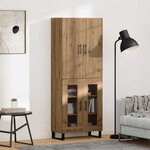 vidaXL Haut Armoire 2 Pièces Chêne artisanal Bois Aggloméré et Verre