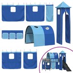 vidaXL Lit mezzanine pour enfants Noir et Bleu 90 x 190 cm Métал