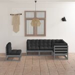 vidaXL Salon de jardin 5 Pièces avec coussins Bois de pin massif