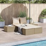 vidaXL Chaise longue double avec coussins beige résine tressée