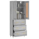 vidaXL Buffet haut Sonoma gris 69 5x34x180 cm Bois d'ingénierie