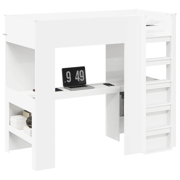 vidaXL Cadre de lit superposé avec bureau Blanc 90 x 200 cm