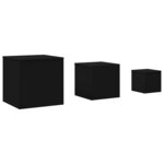 vidaXL Tables d'appoint 3 Pièces Noir Bois d’ingénierie