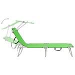 vidaXL Chaise longue pliable avec auvent acier vert pomme
