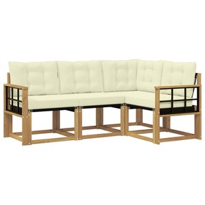 vidaXL Ensemble de canapés d'extérieur 4 pc Blanc et crème