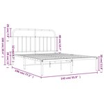 vidaXL Cadre de lit métal sans matelas et tête de lit blanc 135x190 cm