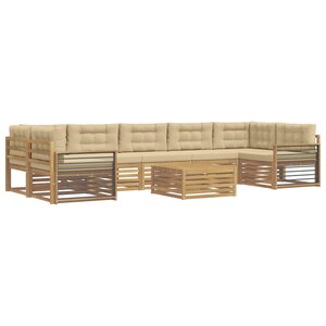 vidaXL Ensemble de canapés d'extérieur 8 pc Blanc et Beige
