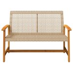 vidaXL Banc de jardin beige 112 cm résine tressée et bois d'acacia
