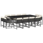 vidaXL Ensemble à manger de jardin 13 Pièces coussins noir résine tressée