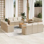 vidaXL Salon de jardin avec coussins 13 Pièces beige résine tressée