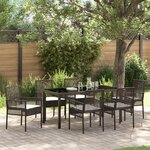 vidaXL Ensemble de salle à manger de jardin de 7 pièces avec coussins Marron Poly Rotin