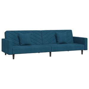vidaXL Canapé-lit à 2 places avec deux oreillers bleu velours