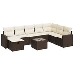 vidaXL Salon de jardin avec coussins 9 Pièces marron résine tressée