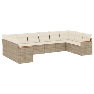 vidaXL Salon de jardin avec coussins 10 Pièces beige résine tressée