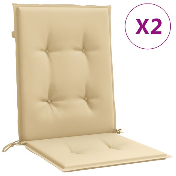 vidaXL Coussins de chaise à dossier bas lot de 2 beige mélangé tissu