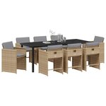 vidaXL Ensemble de salle à manger pour jardin 9 Pièces Beige polyrotin