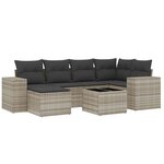 vidaXL Salon de jardin avec coussins 7 Pièces gris clair résine tressée