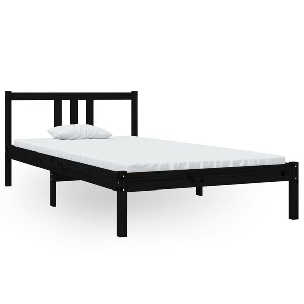 vidaXL Cadre de lit sans matelas noir bois massif 100x200 cm