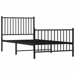 vidaXL Cadre de lit métal sans matelas avec pied de lit noir 90x190 cm