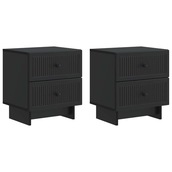 vidaXL Cabinet de chevet avec tiroir 2 Pièces Noir 43 x 34 5 x 47 5 cm
