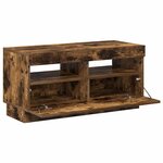vidaXL Meuble TV avec lumières LED chêne fumé 80x35x40 cm