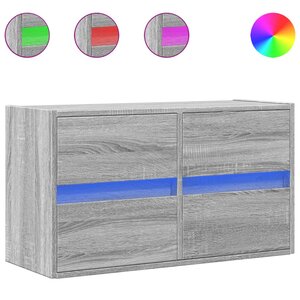 vidaXL Meuble TV mural avec lumières LED sonoma gris 80x31x45 cm