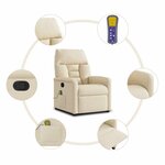 vidaXL Fauteuil de massage inclinable Crème Tissu