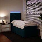 vidaXL Sommier à lattes de lit avec matelas bleu 90x200 cm velours