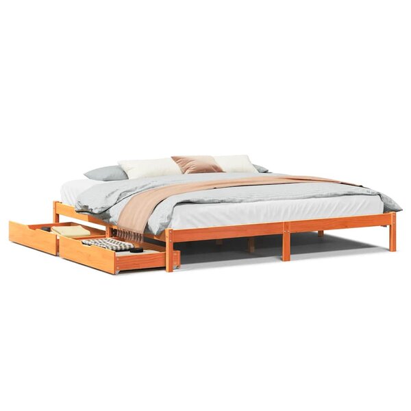 vidaXL Cadre de lit sans matelas cire marron 180x200cm bois pin massif
